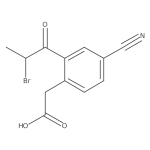 CC(Br)C(=O)c1cc(C#N)ccc1CC(=O)O结构式