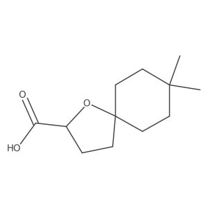 8,8-Dimethyl-1-oxaspiro[4.5]decane-2-carboxylic acid结构式