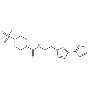 1-(methylsulfonyl)-N-(2-(3-(thiophen-3-yl)-1H-pyrazol-1-yl)ethyl)piperidine-4-carboxamide Structure
