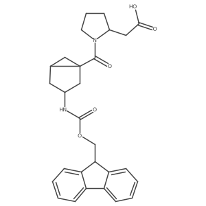 2-[(2R)-1-[3-({[(9H-fluoren-9-yl)methoxy]carbonyl}amino)bicyclo[3.1.0]hexane-1-carbonyl]pyrrolidin-2-yl]acetic acid Structure