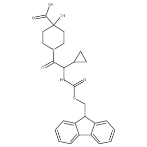 1-[2-cyclopropyl-2-({[(9H-fluoren-9-yl)methoxy]carbonyl}amino)acetyl]-4-hydroxypiperidine-4-carboxylic acid Structure