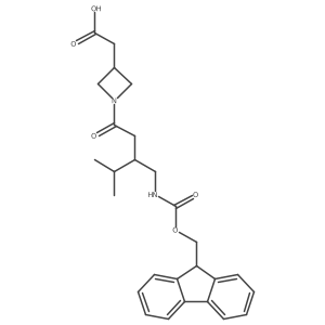 2-(1-{3-[({[(9H-fluoren-9-yl)methoxy]carbonyl}amino)methyl]-4-methylpentanoyl}azetidin-3-yl)acetic acid结构式