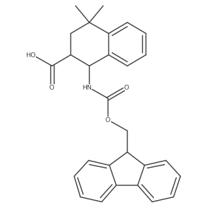 rac-(1R,2R)-1-({[(9H-fluoren-9-yl)methoxy]carbonyl}amino)-4,4-dimethyl-1,2,3,4-tetrahydronaphthalene-2-carboxylic acid结构式