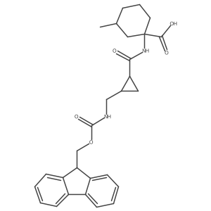 rac-1-[(1R,2S)-2-[({[(9H-fluoren-9-yl)methoxy]carbonyl}amino)methyl]cyclopropaneamido]-3-methylcyclohexane-1-carboxylic acid Structure