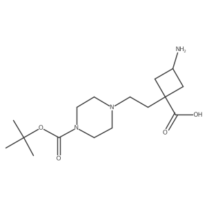 3-Amino-1-(2-{4-[(tert-butoxy)carbonyl]piperazin-1-yl}ethyl)cyclobutane-1-carboxylic acid结构式