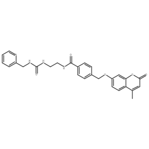 4-{[(4-methyl-2-oxo-2H-chromen-7-yl)oxy]methyl}-N-[2-({[(pyridin-2-yl)methyl]carbamoyl}amino)ethyl]benzamide Structure