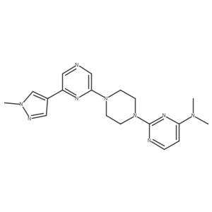 N,N-dimethyl-2-{4-[6-(1-methyl-1H-pyrazol-4-yl)pyrazin-2-yl]piperazin-1-yl}pyrimidin-4-amine结构式