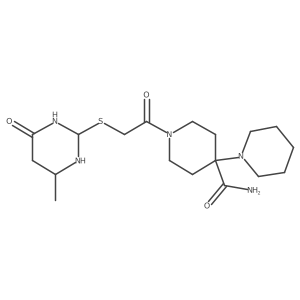 1-[2-[(4-Methyl-6-oxo-1,3-diazinan-2-yl)sulfanyl]acetyl]-4-piperidin-1-ylpiperidine-4-carboxamide Structure