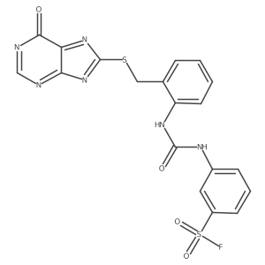 N'-[3-(Fluorosulfonyl)phenyl]-N-(2-{[(6-oxo-6H-purin-8-yl)sulfanyl]methyl}phenyl)carbamimidic acid Structure