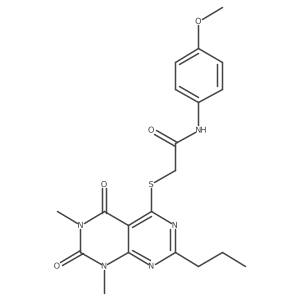 2-((6,8-dimethyl-5,7-dioxo-2-propyl-5,6,7,8-tetrahydropyrimido[4,5-d]pyrimidin-4-yl)thio)-N-(4-methoxyphenyl)acetamide结构式