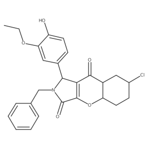 2-benzyl-7-chloro-1-(3-ethoxy-4-hydroxyphenyl)-4a,5,6,7,8,8a-hexahydro-1H-chromeno[2,3-c]pyrrole-3,9-dione结构式