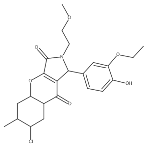 7-chloro-1-(3-ethoxy-4-hydroxyphenyl)-2-(2-methoxyethyl)-6-methyl-4a,5,6,7,8,8a-hexahydro-1H-chromeno[2,3-c]pyrrole-3,9-dione结构式