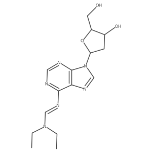 N,N-Diethyl-N'-(9-((2R,4S,5R)-4-hydroxy-5-(hydroxymethyl)tetrahydrofuran-2-yl)-9H-purin-6-yl)formimidamide结构式