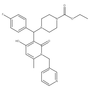 Ethyl 4-((4-fluorophenyl)(4-hydroxy-6-methyl-2-oxo-1-(pyridin-3-ylmethyl)-1,2-dihydropyridin-3-yl)methyl)piperazine-1-carboxylate Structure