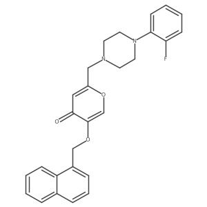 2-((4-(2-fluorophenyl)piperazin-1-yl)methyl)-5-(naphthalen-1-ylmethoxy)-4H-pyran-4-one结构式