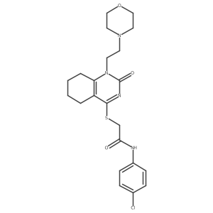 N-(4-chlorophenyl)-2-((1-(2-morpholinoethyl)-2-oxo-1,2,5,6,7,8-hexahydroquinazolin-4-yl)thio)acetamide结构式