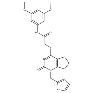 N-(3,5-dimethoxyphenyl)-2-((1-(furan-2-ylmethyl)-2-oxo-2,5,6,7-tetrahydro-1H-cyclopenta[d]pyrimidin-4-yl)thio)acetamide结构式