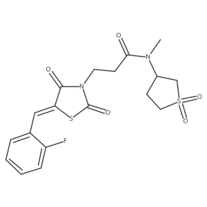N-(1,1-dioxidotetrahydrothiophen-3-yl)-3-[(5Z)-5-(2-fluorobenzylidene)-2,4-dioxo-1,3-thiazolidin-3-yl]-N-methylpropanamide结构式