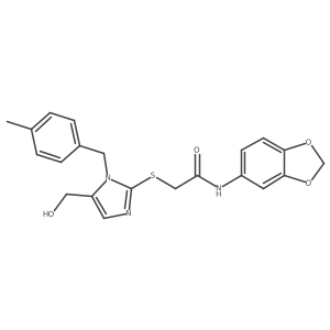 N-(2H-1,3-Benzodioxol-5-YL)-2-{[5-(hydroxymethyl)-1-[(4-methylphenyl)methyl]-1H-imidazol-2-YL]sulfanyl}acetamide结构式