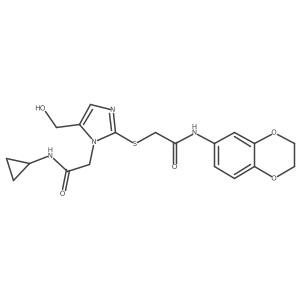 N-cyclopropyl-2-(2-((2-((2,3-dihydrobenzo[b][1,4]dioxin-6-yl)amino)-2-oxoethyl)thio)-5-(hydroxymethyl)-1H-imidazol-1-yl)acetamide Structure