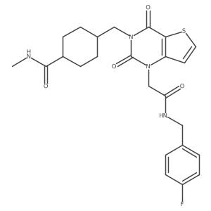 4-((1-(2-((4-fluorobenzyl)amino)-2-oxoethyl)-2,4-dioxo-1,2-dihydrothieno[3,2-d]pyrimidin-3(4H)-yl)methyl)-N-methylcyclohexanecarboxamide结构式