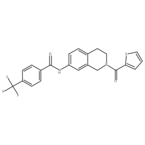 N-(2-(thiophene-2-carbonyl)-1,2,3,4-tetrahydroisoquinolin-7-yl)-4-(trifluoromethyl)benzamide结构式