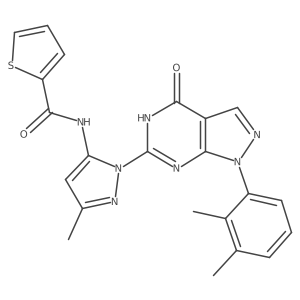 N-(1-(1-(2,3-dimethylphenyl)-4-oxo-4,5-dihydro-1H-pyrazolo[3,4-d]pyrimidin-6-yl)-3-methyl-1H-pyrazol-5-yl)thiophene-2-carboxamide结构式
