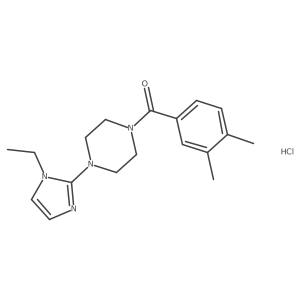 (3,4-dimethylphenyl)(4-(1-ethyl-1H-imidazol-2-yl)piperazin-1-yl)methanone hydrochloride Structure