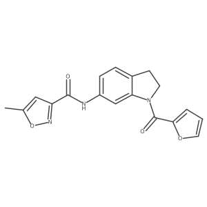 N-(1-(furan-2-carbonyl)indolin-6-yl)-5-methylisoxazole-3-carboxamide结构式