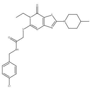 N~1~-(4-chlorobenzyl)-2-{[6-ethyl-2-(4-methylpiperidino)-7-oxo-6,7-dihydro[1,3]thiazolo[4,5-d]pyrimidin-5-yl]sulfanyl}acetamide结构式