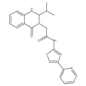 2-[4-oxo-2-(propan-2-yl)-1,4-dihydroquinazolin-3(2H)-yl]-N-[(2Z)-4-(pyridin-2-yl)-1,3-thiazol-2(3H)-ylidene]acetamide结构式