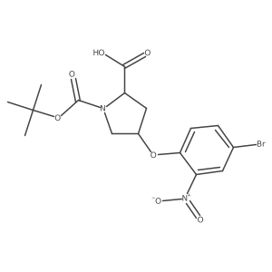 (2S,4S)-4-(4-Bromo-2-nitrophenoxy)-1-(tert-butoxycarbonyl)-2-pyrrolidinecarboxylic acid结构式