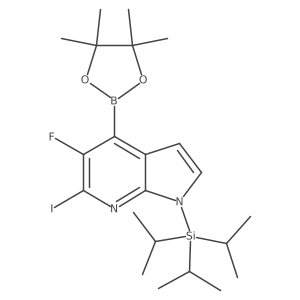 5-fluoro-6-iodo-4-(4,4,5,5-tetramethyl-1,3,2-dioxaborolan-2-yl)-1-(triisopropylsilyl)-1H-pyrrolo[2,3-b]pyridine Structure