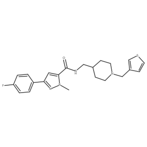 3-(4-fluorophenyl)-1-methyl-N-((1-(thiophen-3-ylmethyl)piperidin-4-yl)methyl)-1H-pyrazole-5-carboxamide结构式