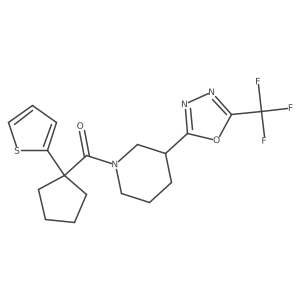 [1-(2-thienyl)cyclopentyl]-[3-[5-(trifluoromethyl)-1,3,4-oxadiazol-2-yl]-1-piperidyl]methanone结构式
