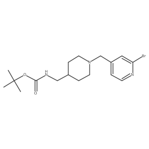 Tert-butyl ((1-((2-bromopyridin-4-yl)methyl)piperidin-4-yl)methyl)carbamate结构式