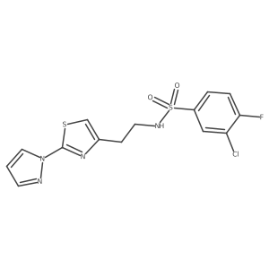 N-(2-(2-(1H-pyrazol-1-yl)thiazol-4-yl)ethyl)-3-chloro-4-fluorobenzenesulfonamide结构式