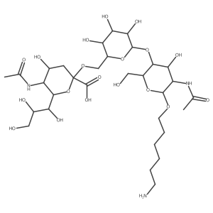 (2R,4S,5R,6R)-5-acetamido-2-[[(2R,3R,4S,5R,6S)-6-[(2R,3S,4R,5R,6R)-5-acetamido-6-(6-aminohexoxy)-4-hydroxy-2-(hydroxymethyl)oxan-3-yl]oxy-3,4,5-trihydroxyoxan-2-yl]methoxy]-4-hydroxy-6-[(1R,2R)-1,2,3-trihydroxypropyl]oxane-2-carboxylic acid Structure