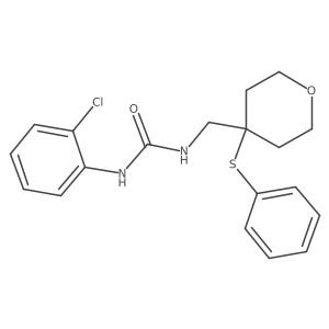 1-(2-chlorophenyl)-3-((4-(phenylthio)tetrahydro-2H-pyran-4-yl)methyl)urea结构式