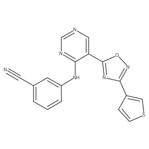 3-((5-(3-(Thiophen-3-yl)-1,2,4-oxadiazol-5-yl)pyrimidin-4-yl)amino)benzonitrile Structure
