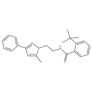 N-(2-(5-methyl-3-(pyridin-3-yl)-1H-pyrazol-1-yl)ethyl)-2-(trifluoromethyl)benzamide结构式