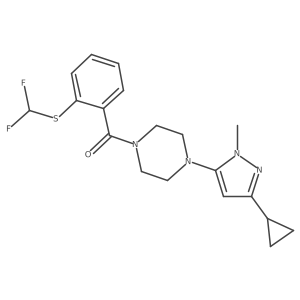 (4-(3-cyclopropyl-1-methyl-1H-pyrazol-5-yl)piperazin-1-yl)(2-((difluoromethyl)thio)phenyl)methanone结构式