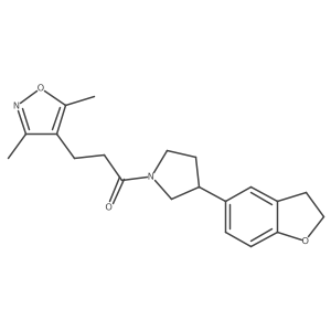 1-[3-(2,3-Dihydro-1-benzofuran-5-yl)pyrrolidin-1-yl]-3-(3,5-dimethyl-1,2-oxazol-4-yl)propan-1-one结构式