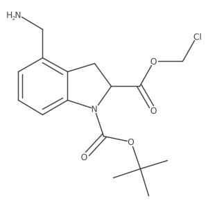 1-tert-butyl 2-chloromethyl 4-(aminomethyl)-2,3-dihydro-1H-indole-1,2-dicarboxylate结构式