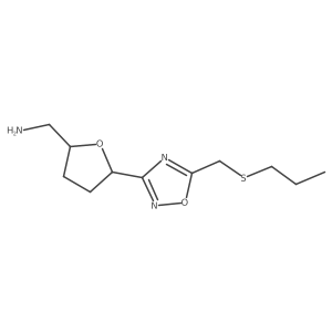 (5-{5-[(Propylsulfanyl)methyl]-1,2,4-oxadiazol-3-yl}oxolan-2-yl)methanamine Structure