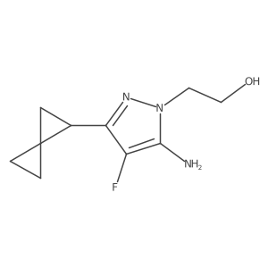 2-(5-amino-4-fluoro-3-{spiro[2.2]pentan-1-yl}-1H-pyrazol-1-yl)ethan-1-ol结构式