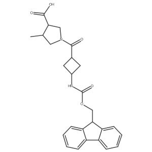 (3RS,4RS)-4-methyl-1-[(1rs&,3rs&)-3-({[(9H-fluoren-9-yl)methoxy]carbonyl}amino)cyclobutanecarbonyl]pyrrolidine-3-carboxylic acid结构式