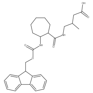 rac-4-{[(1R,2S)-2-({[(9H-fluoren-9-yl)methoxy]carbonyl}amino)cycloheptyl]formamido}-3-methylbutanoic acid结构式