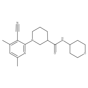 1-(3-cyano-4,6-dimethylpyridin-2-yl)-N-(oxan-4-yl)piperidine-3-carboxamide结构式