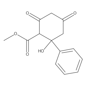 Cyclohexanecarboxylic acid, 2-hydroxy-4,6-dioxo-2-phenyl-, methyl ester, stereoisomer Structure